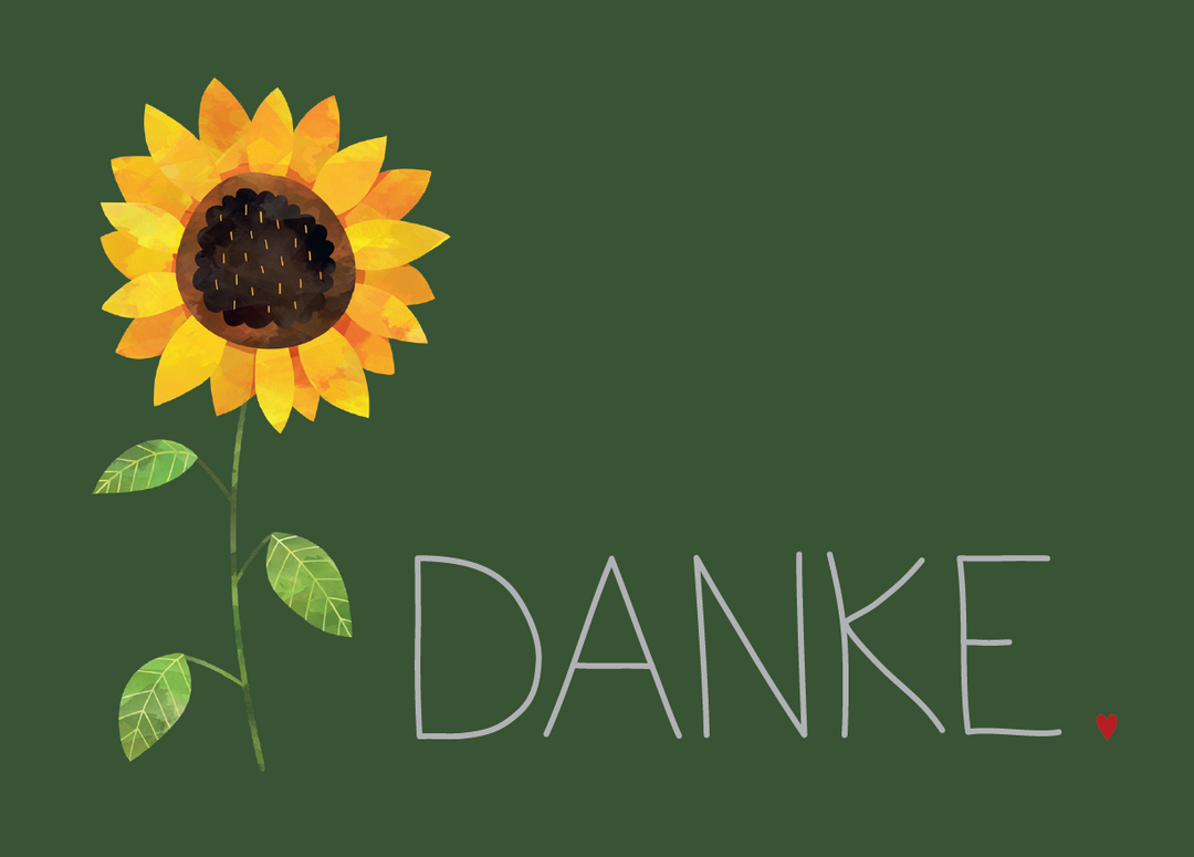 Dankeskarte aus Recyclingpapier im Postkarten Format. Hergestellt in Deutschland.