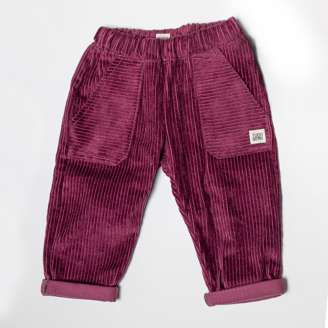 Cordhose für Kinder, bequeme Kindermode, petrol und beere, für aktive Kinder, hergestellt in Österreich, Kinderbekleidungslabel