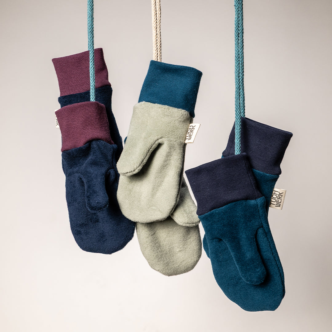 Kleinkinderhandschuh aus 100% Baumwollfleece, kuschelweich, Handschuhe mit Band, damit Nichts verloren geht, für Mädchen und Jungs, unisex