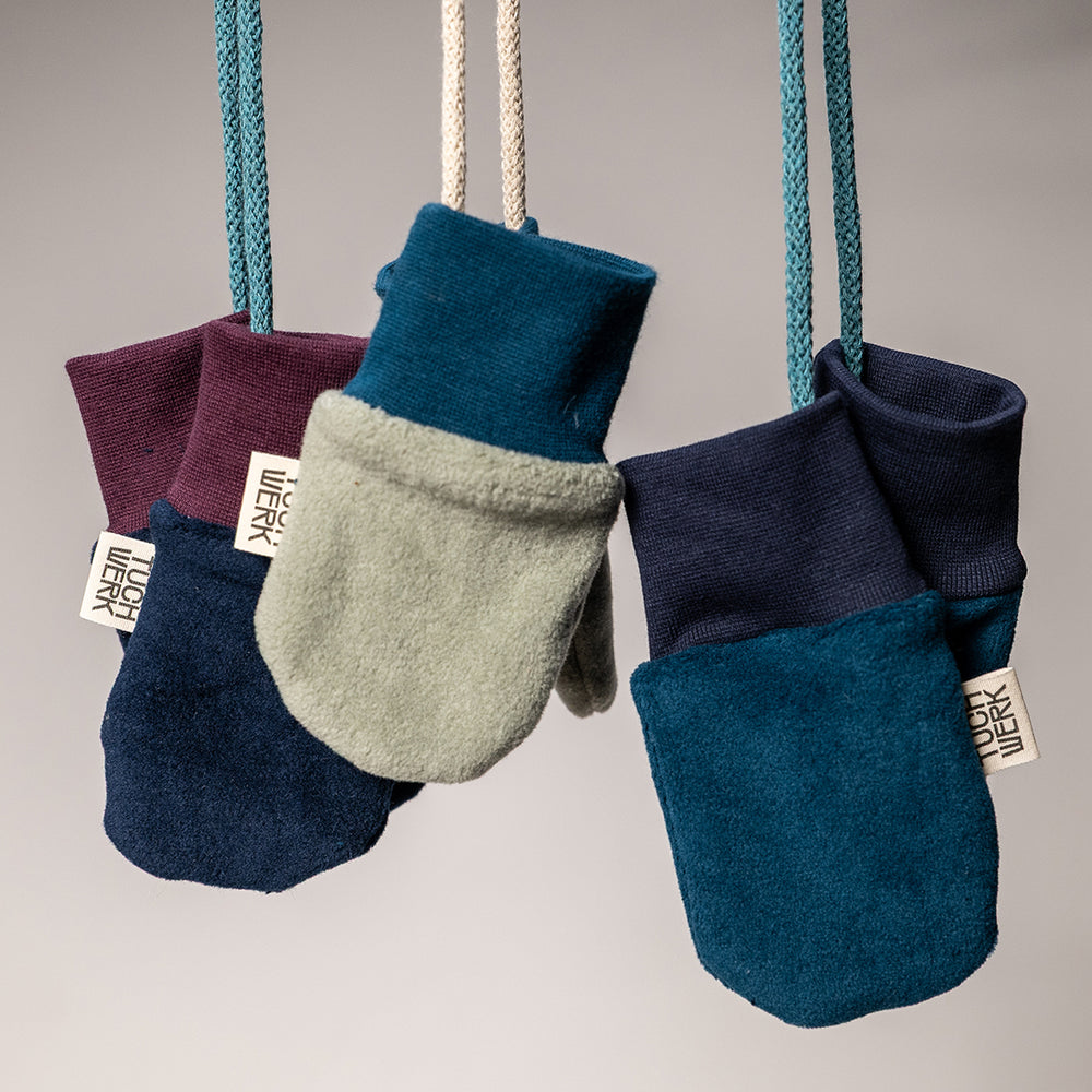 Babyhandschuh aus 100% Baumwollfleece, kuschelweich, Handschuhe mit Band, damit Nichts verloren geht, für Mädchen und Jungs, unisex